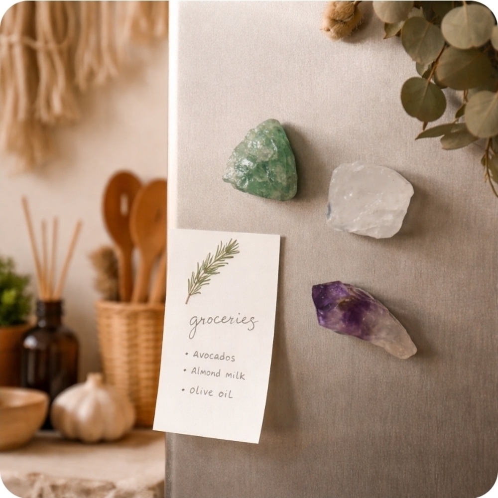 4/$15 Set of 3 Decorative Crystal Magnets - Green, Clear, Purple